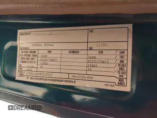1995 Chevrolet Chevy Van с VIN 1GBEG25K5SF120517, выставлен на аукционе IAAI как лот 42469924 с пробегом 99 761 миль миль и . История ставок и продаж доступна на DreamBid. Изображение 9.
