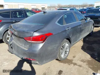 2015 Hyundai Genesis 3.8L with VIN KMHGN4JE1FU089897, listed as a IAAI auction lot 41687367 with 110,974 mi miles. Bid and sale history available at carsss.com. Image 4.