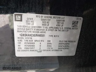 2016 Chevrolet Tahoe LS with VIN 1GNSKAKC9GR446581, listed as a IAAI auction lot 41885288 with 60,978 mi miles. Bid and sale history available at carsss.com. Image 9.