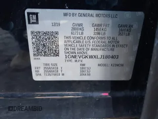 2020 Chevrolet Traverse LT Cloth z VIN 1GNEVGKWXLJ180403, wystawiony jako IAAI lot #41418095 z przebiegiem 31 848 mil mil oraz . Historia ofert i sprzedaży dostępna na DreamBid. Obrazek 9.