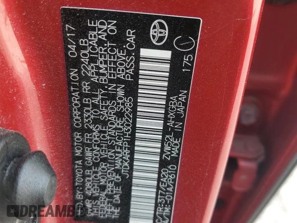 2017 Toyota Prius Plus z VIN JTDKARFP1H3022985, wystawiony jako Copart lot #51566365 z przebiegiem 117 273 mil mil oraz Szkoda całkowita • Salvage title. Historia ofert i sprzedaży dostępna na DreamBid. Obrazek 12.