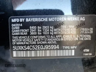 2014 BMW X5 xDrive35d with VIN 5UXKS4C52E0J95994, listed as a Copart auction lot 85813704 with 137,107 mi miles and Salvage Title. Bid and sale history available at carsss.com. Image 14.