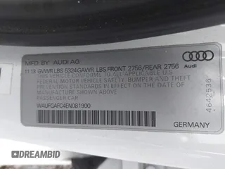 2014 Audi A6 Premium Plus z VIN WAUFGAFC4EN081900, wystawiony jako IAAI lot #42268150 z przebiegiem 150 238 mil mil oraz . Historia ofert i sprzedaży dostępna na DreamBid. Obrazek 9.