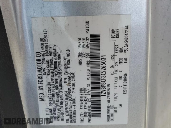 2012 Ford Mustang GT Premium with VIN 1ZVBP8CF3C5265034, listed as a Copart auction lot 47884345 with 138,802 mi miles and Salvage Title. Bid and sale history available at DreamBid. Image 12.