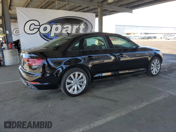 2018 Audi A4 Premium with VIN WAUDNAF45JN009698, listed as a Copart auction lot 56996875 with 39,134 mi miles and Salvage title. Bid and sale history available at DreamBid. Image 3.