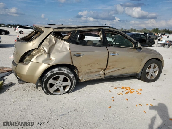 2003 Nissan Murano SL with VIN JN8AZ08W43W210268, listed as a Copart auction lot 44863295 with 0 mi miles and Salvage Title. Bid and sale history available at carsss.com. Image 3.