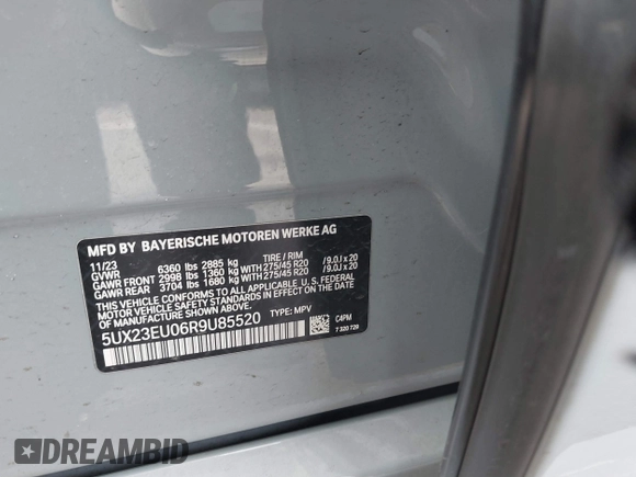 2024 BMW X5 xDrive40i z VIN 5UX23EU06R9U85520, wystawiony jako IAAI lot #41785217 z przebiegiem Nie podano mil oraz . Historia ofert i sprzedaży dostępna na DreamBid. Obrazek 9.
