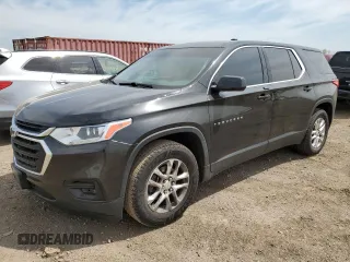 2018 Chevrolet Traverse LS z VIN 1GNEVFKW6JJ209418, wystawiony jako Copart lot #56274845 z przebiegiem 87 164 mil mil oraz Szkoda całkowita • Salvage title. Historia ofert i sprzedaży dostępna na DreamBid. Obrazek 1.