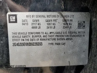 2013 Buick Regal Turbo Premium 1 with VIN 2G4GS5EVXD9228203, listed as a Copart auction lot 57750785 with 127,578 mi miles and Salvage title. Bid and sale history available at DreamBid. Image 12.