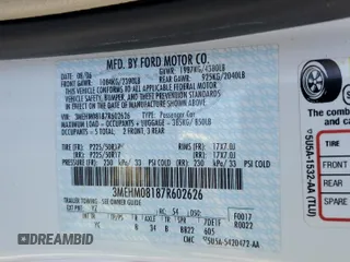 2007 Mercury Milan Premier with VIN 3MEHM08187R602626, listed as a Copart auction lot 59989294 with 128,471 mi miles and Salvage Title. Bid and sale history available at carsss.com. Image 14.