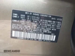 2023 Subaru Ascent Onyx with VIN 4S4WMAHD7P3415946, listed as a IAAI auction lot 42538481 with 32,934 mi miles and . Bid and sale history available at DreamBid. Image 9.