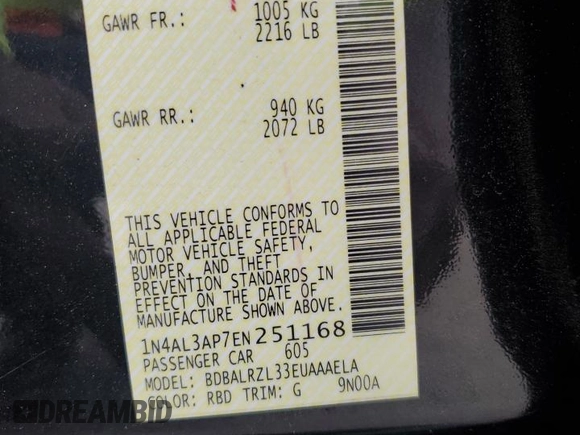 2014 Nissan Altima S with VIN 1N4AL3AP7EN251168, listed as a Copart auction lot 52827025 with 32,489 mi miles and Salvage Title. Bid and sale history available at DreamBid. Image 12.