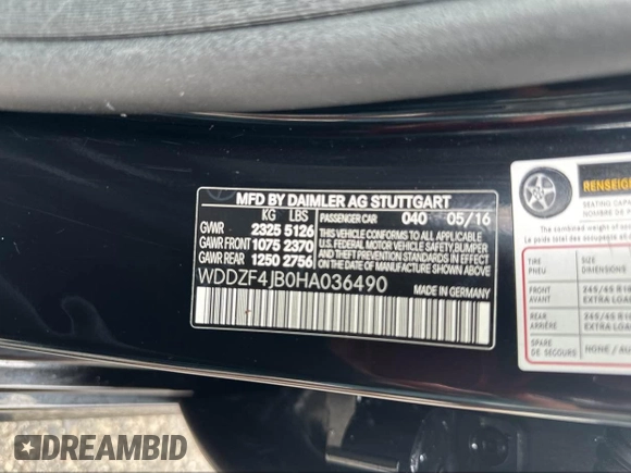 2017 Mercedes-Benz E 300 Luxury with VIN WDDZF4JB0HA036490, listed as a IAAI auction lot 42723270 with 133,703 mi miles and . Bid and sale history available at DreamBid. Image 9.