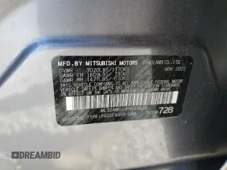 2023 Mitsubishi Mirage Black Edition with VIN ML32AWHJ0PH003629, listed as a Copart auction lot 57873775 with Not provided miles and Salvage title. Bid and sale history available at DreamBid. Image 12.