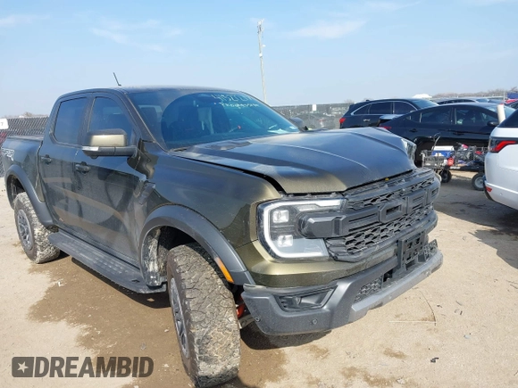2024 Ford Ranger Raptor with VIN 1FTER4LR4RLE55684, listed as a IAAI auction lot 41527277 with 1,919 mi miles. Bid and sale history available at carsss.com. Image 1.
