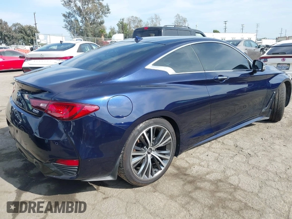 2021 Infiniti Q60 Luxe with VIN JN1EV7KK7MM411041, listed as a IAAI auction lot 42047041 with 26,562 mi miles and . Bid and sale history available at DreamBid. Image 4.