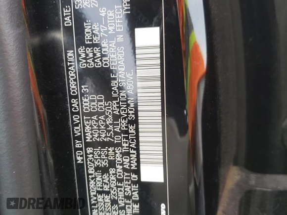 2018 Volvo XC60 Momentum with VIN LYV102RK1JB073418, listed as a Copart auction lot 73763614 with 64,692 mi miles and Salvage Title. Bid and sale history available at DreamBid. Image 12.