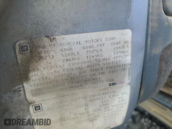 1994 Chevrolet Caprice z VIN 1G1BL52W4RR114969, wystawiony jako Copart lot #76950754 z przebiegiem Nie podano mil oraz Szkoda całkowita • Salvage title. Historia ofert i sprzedaży dostępna na DreamBid. Obrazek 13.