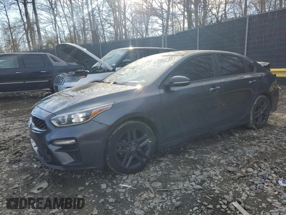 2020 Kia Forte GT-Line with VIN 3KPF34ADXLE168038, listed as a Copart auction lot 45873365 with 105,327 mi miles and Salvage Title. Bid and sale history available at carsss.com. Image 1.