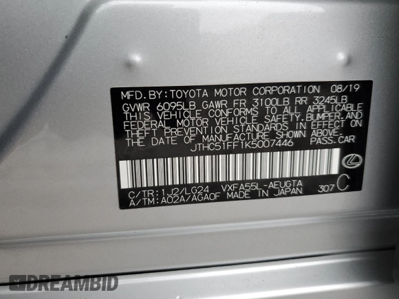 2019 Lexus LS with VIN JTHC51FF1K5007446, listed as a Copart auction lot 47107995 with 9,653 mi miles and Salvage Title. Bid and sale history available at carsss.com. Image 12.