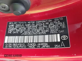 2010 Toyota Prius II z VIN JTDKN3DU7A0143795, wystawiony jako IAAI lot #42459942 z przebiegiem 194 459 mil mil oraz . Historia ofert i sprzedaży dostępna na DreamBid. Obrazek 9.