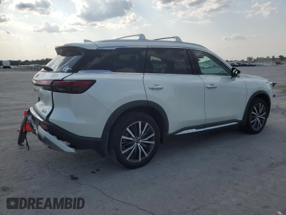 2023 Infiniti QX60 Sensory with VIN 5N1DL1GS7PC363177, listed as a Copart auction lot 59116235 with 28,980 mi miles and Salvage title. Bid and sale history available at DreamBid. Image 3.