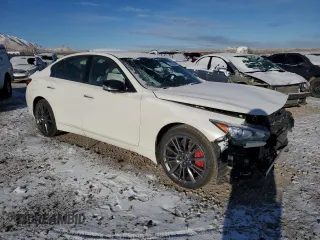 2021 Infiniti Q50 Red Sport 400 with VIN JN1FV7DR7MM880385, listed as a Copart auction lot 44394645 with 48,343 mi miles and Salvage title. Bid and sale history available at DreamBid. Image 4.