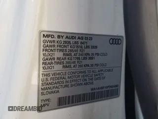 2023 Audi Q8 Premium with VIN WA1AVBF10PD024362, listed as a Copart auction lot 56148275 with 38,853 mi miles and Salvage title. Bid and sale history available at DreamBid. Image 13.