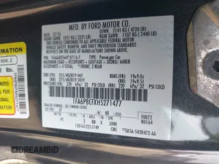 2017 Ford Mustang GT with VIN 1FA6P8CFXH5271477, listed as a IAAI auction lot 42005940 with 39,261 mi miles and . Bid and sale history available at carsss.com. Image 9.