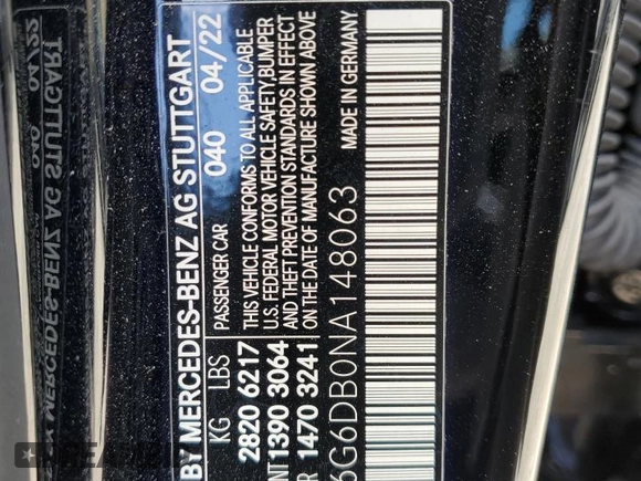 2022 Mercedes-Benz S-Class S 500 with VIN W1K6G6DB0NA148063, listed as a Copart auction lot 46621945 with 54,224 mi miles and Salvage Title. Bid and sale history available at carsss.com. Image 13.