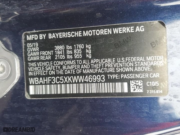 2019 BMW Z4 sDrive30i with VIN WBAHF3C5XKWW46993, listed as a Copart auction lot 38802064 with 47,892 mi miles. Bid and sale history available at carsss.com. Image 14.