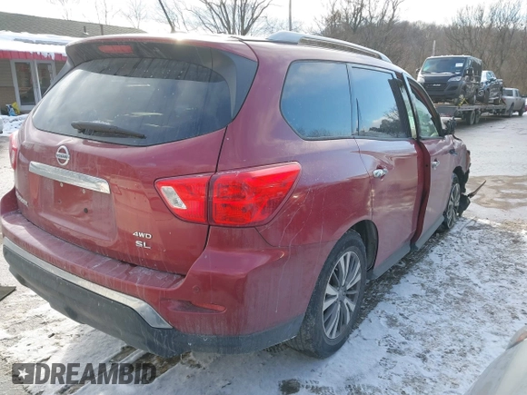 2017 Nissan Pathfinder SV with VIN 5N1DR2MMXHC904184, listed as a IAAI auction lot 41369202 with 85,427 mi miles. Bid and sale history available at carsss.com. Image 4.