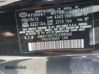 2013 Hyundai Genesis Coupe Premium z VIN KMHHT6KD7DU099360, wystawiony jako Copart lot #56168185 z przebiegiem 121 118 mil mil oraz Szkody całkowita. Historia ofert i sprzedaży dostępna na DreamBid. Obrazek 12.