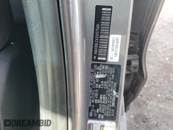 2018 Kia Niro LX with VIN KNDCB3LCXJ5157540, listed as a Copart auction lot 48417735 with 75,093 mi miles and Salvage Title. Bid and sale history available at carsss.com. Image 13.