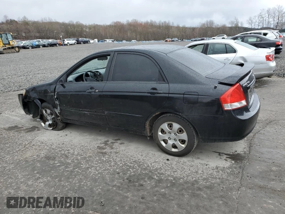 2009 Kia Spectra EX with VIN KNAFE222795620282, listed as a Copart auction lot 53187425 with 0 mi miles and Salvage Title. Bid and sale history available at carsss.com. Image 2.