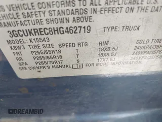 2017 Chevrolet Silverado 1500 LT with VIN 3GCUKREC8HG462719, listed as a IAAI auction lot 41940176 with 380,676 mi miles and . Bid and sale history available at DreamBid. Image 9.