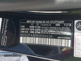 2019 Mercedes-Benz E-Class E 300 with VIN WDDZF4JB9KA586634, listed as a IAAI auction lot 41685266 with 97,296 mi miles. Bid and sale history available at carsss.com. Image 9.