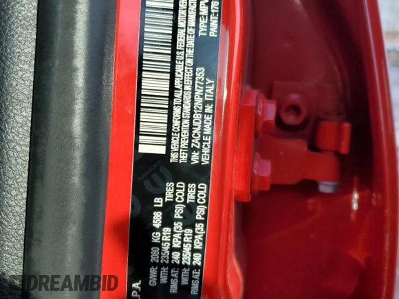 2022 Jeep Renegade Latitude with VIN ZACNJDB12NPN77353, listed as a Copart auction lot 45815615 with Not provided miles and Salvage title. Bid and sale history available at DreamBid. Image 13.