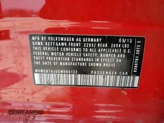 2013 Volkswagen Golf z VIN WVWDB7AJ5DW084122, wystawiony jako Copart lot #56863095 z przebiegiem 162 435 mil mil oraz Szkoda całkowita • Salvage title. Historia ofert i sprzedaży dostępna na DreamBid. Obrazek 12.