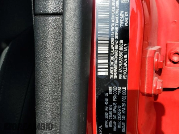 2019 Jeep Renegade Sport with VIN ZACNJBAB6KPJ88838, listed as a Copart auction lot 62315985 with 53,697 mi miles and Salvage title. Bid and sale history available at DreamBid. Image 13.