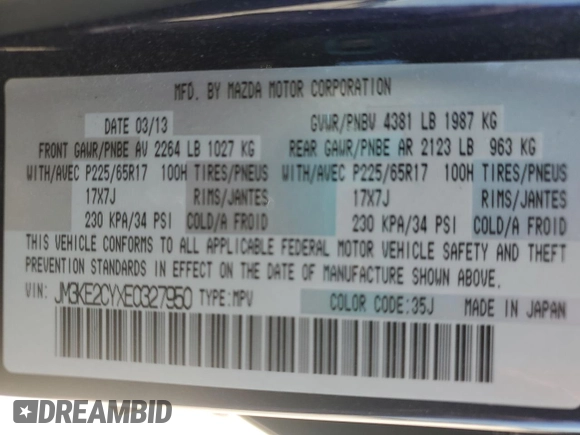 2014 Mazda CX-5 Touring z VIN JM3KE2CYXE0327950, wystawiony jako Copart lot #51390585 z przebiegiem 129 523 mil mil oraz Czysty tytuł • Clean title. Historia ofert i sprzedaży dostępna na DreamBid. Obrazek 13.