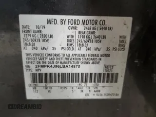 2020 Ford Edge SEL with VIN 2FMPK4J96LBA14870, listed as a Copart auction lot 47503725 with 99,884 mi miles and Salvage Title. Bid and sale history available at carsss.com. Image 15.