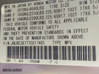 2007 Honda CR-V EX-L with VIN JHLRE38777C017465, listed as a IAAI auction lot 41912230 with 193,167 mi miles. Bid and sale history available at carsss.com. Image 9.