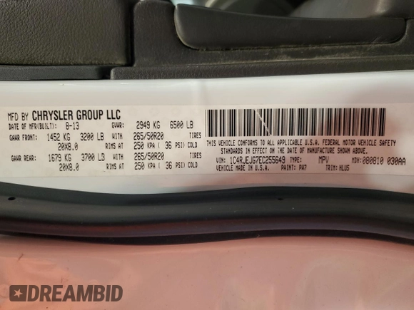 2014 Jeep Grand Cherokee Summit с VIN 1C4RJEJG7EC255649, выставлен на аукционе Copart как лот 88640135 с пробегом 212 289 миль миль и Чистый • Clean title. История ставок и продаж доступна на DreamBid. Изображение 13.