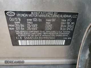 2017 Hyundai Santa Fe 2.4L with VIN 5NMZUDLB5HH021650, listed as a Copart auction lot 49722425 with 99,982 mi miles and Salvage title. Bid and sale history available at DreamBid. Image 13.