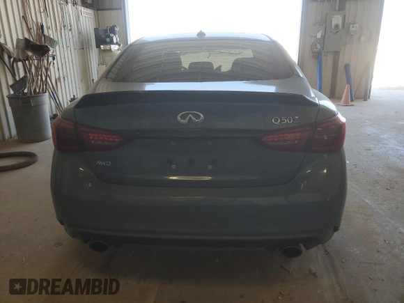 2021 Infiniti Q50 Red Sport 400 with VIN JN1FV7DR8MM881044, listed as a Copart auction lot 49596795 with 47,460 mi miles and Clean title. Bid and sale history available at DreamBid. Image 6.