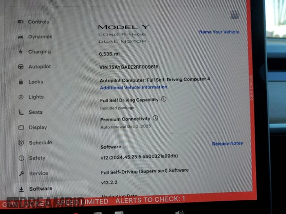 2024 Tesla Model Y Long Range z VIN 7SAYGAEE2RF009616, wystawiony jako Copart lot #46139805 z przebiegiem 6 535 mil mil oraz Szkoda całkowita • Salvage title. Historia ofert i sprzedaży dostępna na DreamBid. Obrazek 9.