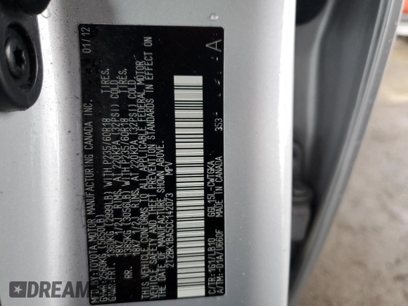 2012 Lexus RX 350 with VIN 2T2BK1BA5CC142073, listed as a Copart auction lot 51083535 with 90,583 mi miles and Non repairable. Bid and sale history available at DreamBid. Image 13.