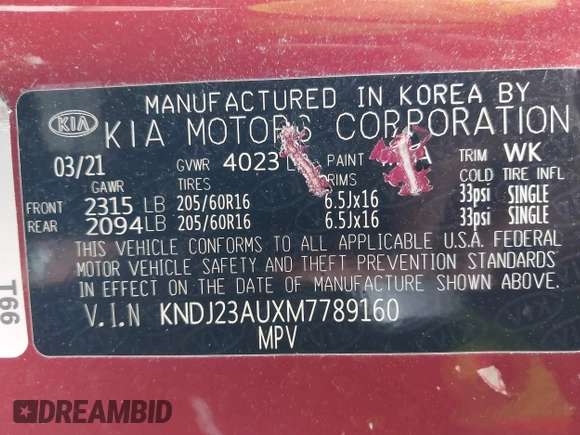 2021 Kia Soul S with VIN KNDJ23AUXM7789160, listed as a IAAI auction lot 42001721 with 78,930 mi miles and . Bid and sale history available at DreamBid. Image 9.