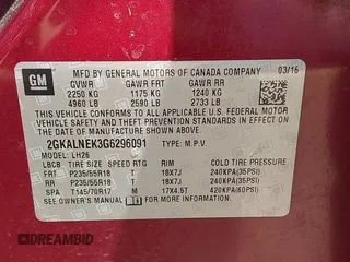 2016 GMC Terrain SLE with VIN 2GKALNEK3G6296091, listed as a IAAI auction lot 42020412 with 135,360 mi miles and . Bid and sale history available at DreamBid. Image 9.